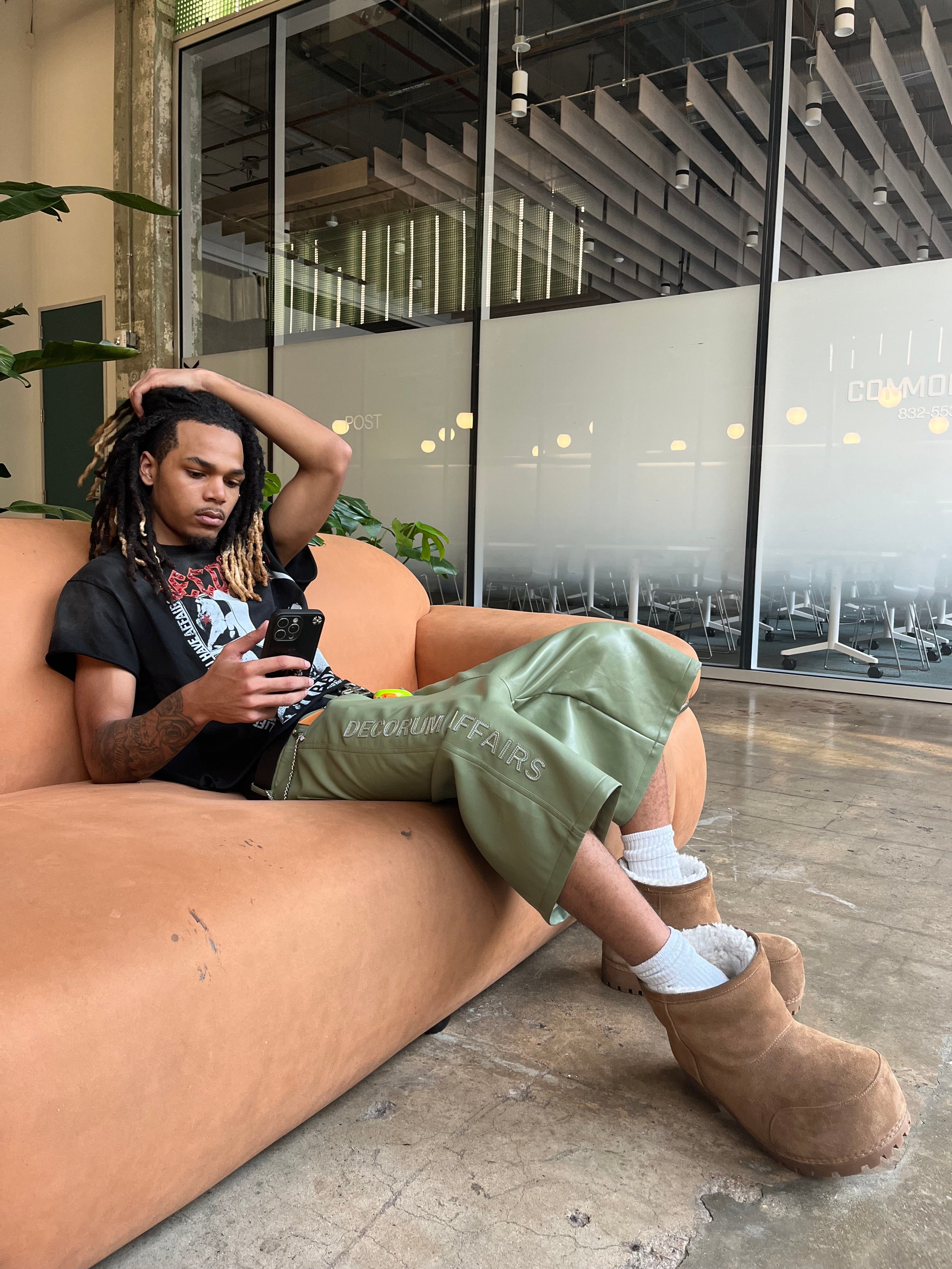 Affairs Leather Shorts (Matcha)